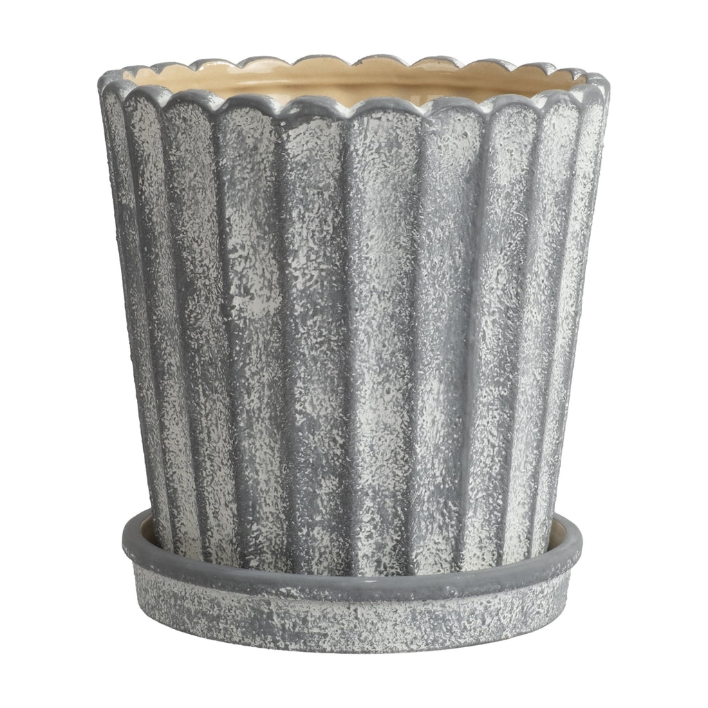 8.1 in Shell Gray Ceramic Planter Pot