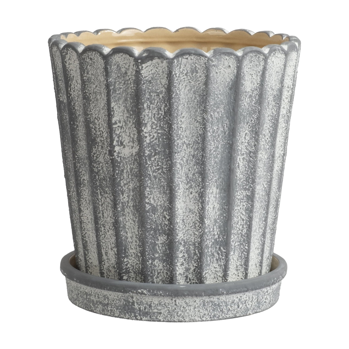 8.1 in Shell Gray Ceramic Planter Pot