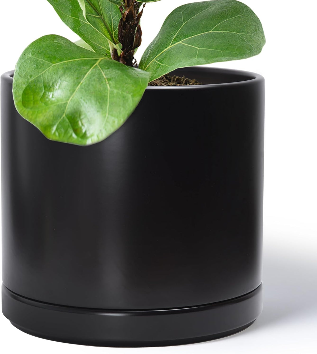 14 Inch Ceramic Planter Pot, Black