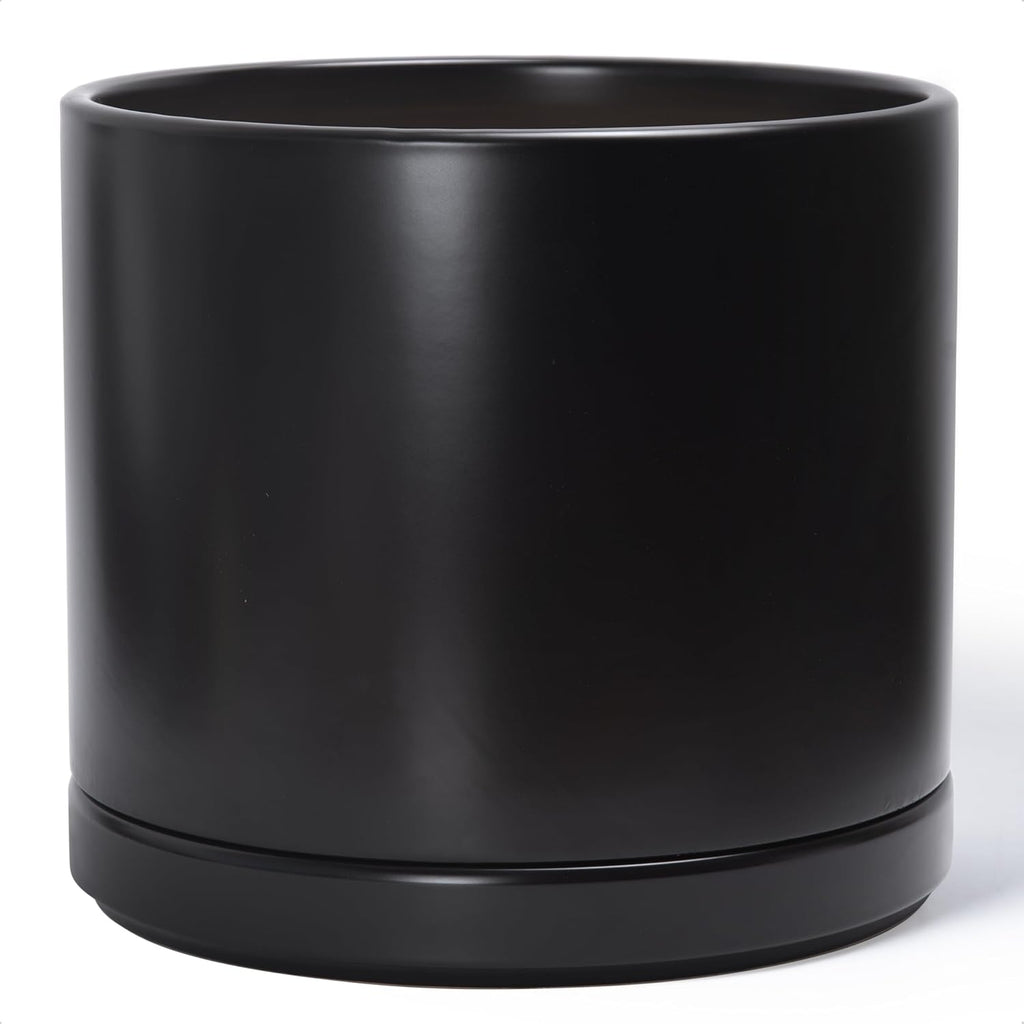14 Inch Ceramic Planter Pot, Black