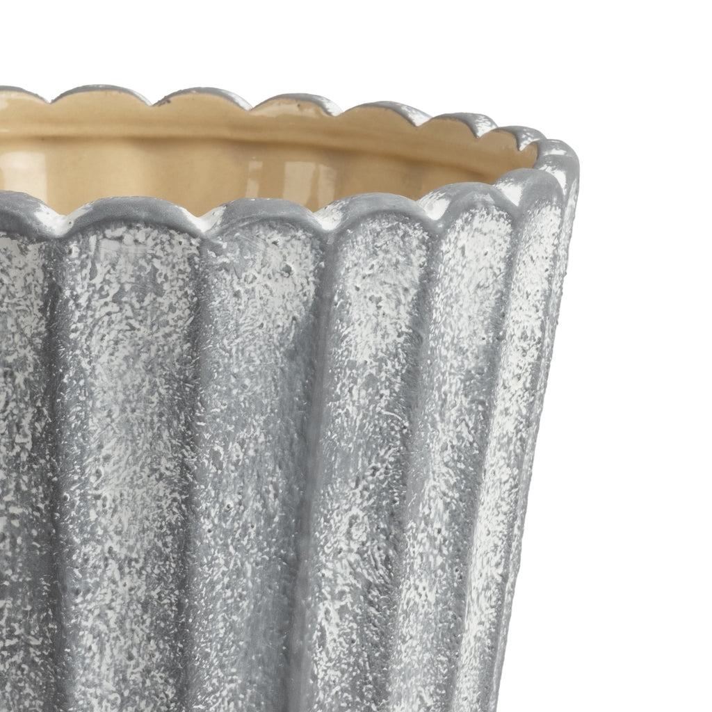 8.1 in Shell Gray Ceramic Planter Pot