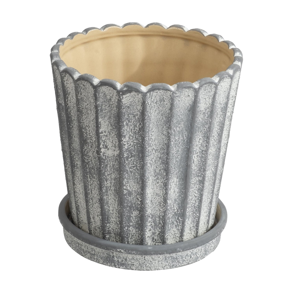 8.1 in Shell Gray Ceramic Planter Pot