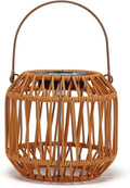Solar-Powered Rattan Woven Lantern, Boho Decorative Table Lamp for Garden Patio Porch