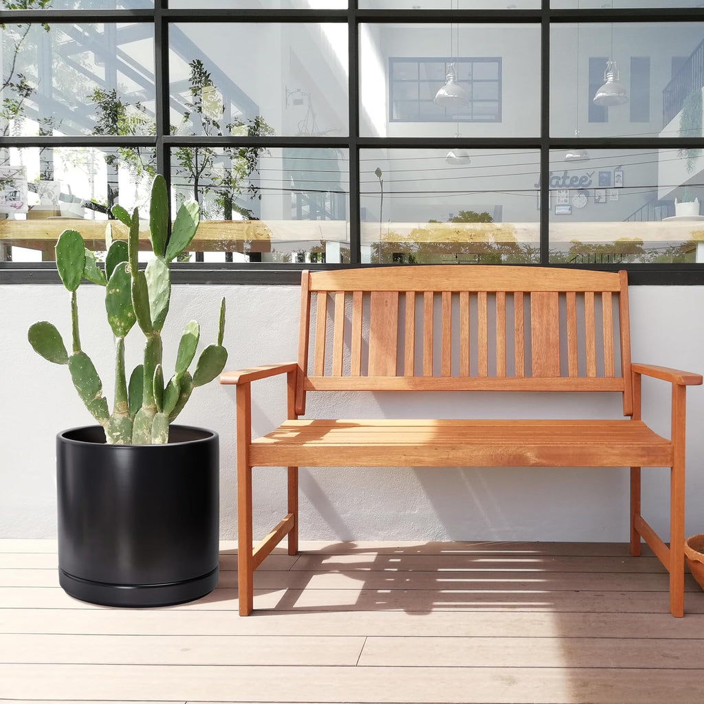 14 Inch Ceramic Planter Pot, Black